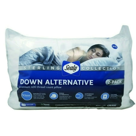 sealy sterling collection down alternative pillows 400 thread queen - 2 pack