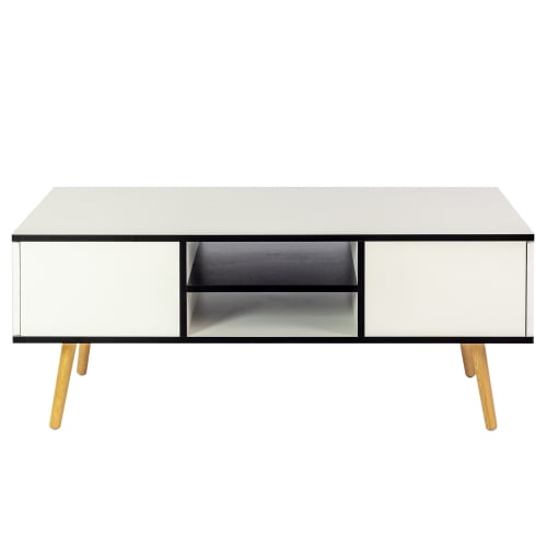 Coffee Table, Computer Table, White Color,Solid Wood Legs Support, Big