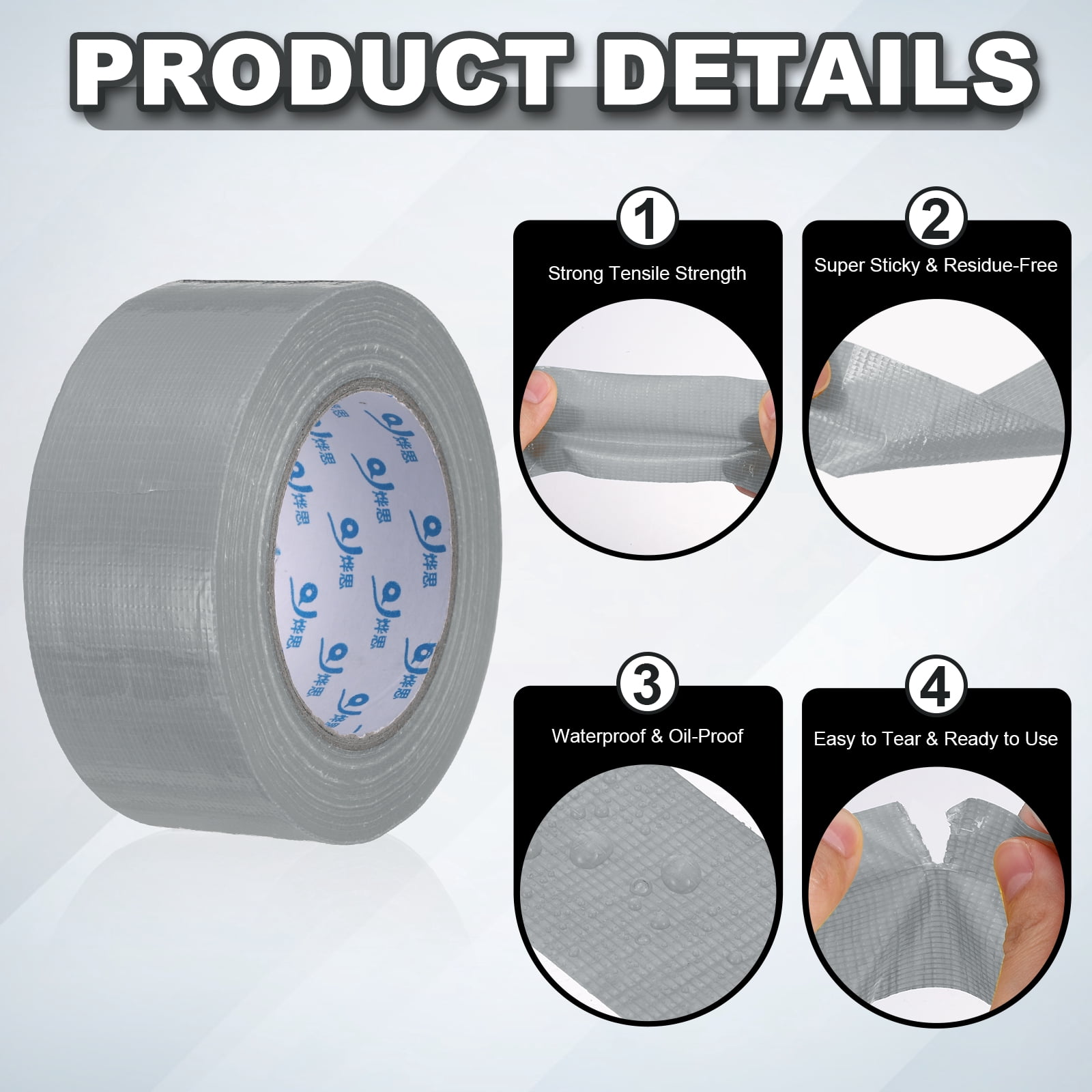 Uxcell Duct Tape (1.97 Inch x 49 Yards, Silver) Heavy Duty Industrial Duct Tape Easy Use Strong Adhesive No Residue, for Repairs Crafts Projects Home Improvement