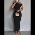 thumbnail image 4 of Vestido Elegante de Verano para Mujer, de Corta, Ajustado, para Cóctel, Graduación, con Hombros Descubiertos y Corte Oblicuo. Negro XL, 4 of 7
