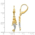 thumbnail image 3 of 10K Yellow Gold & White Rhodium Plated Brushed & Polished Mermaid Dangle Earrings, 3 of 7