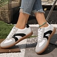 thumbnail image 2 of Women's Fashion Slip On Sneakers Comfortable Walking Skate Shoes Casual Lace Up Non Slip Trainers Footwear White Size 6, 2 of 9
