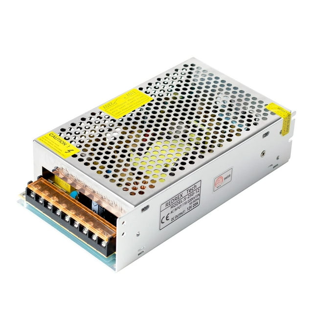 Redrex DC 12V 20A Adaptateur Universel Réglable pour Alimentation Électrique pour Imprimantes 3D Bandes LED Système de Sécurité Projet Informatique CCTV