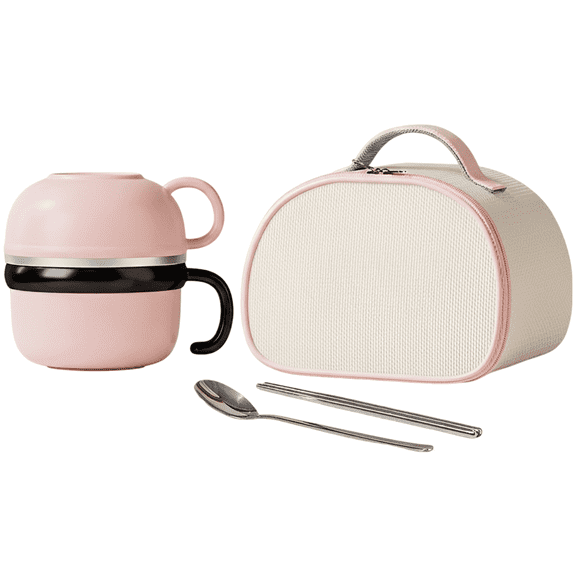 Stainless Steel Lunch Box Bowl Set, 77.7 oz Portable Lunch Box Bowl, Insulated Food Container with Spoon, Chopsticks, Handbag, 304 Stainless Steel, Thermal Food Jar for Office