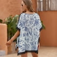 thumbnail image 5 of Chinoiserie Vintage Blue Bloom Floral Beach Cover Ups for Women Bathing Suit Cover Up Lace Bikini Swimsuit Coverup Beach Dress Shirt One Size, 5 of 6