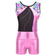 thumbnail image 3 of ZDHoor Kids Girls Sleeveless Patchwork Printed Leotard with Bike Shorts for Dance Gymnastics Training Zebra-A 13-14, 3 of 6