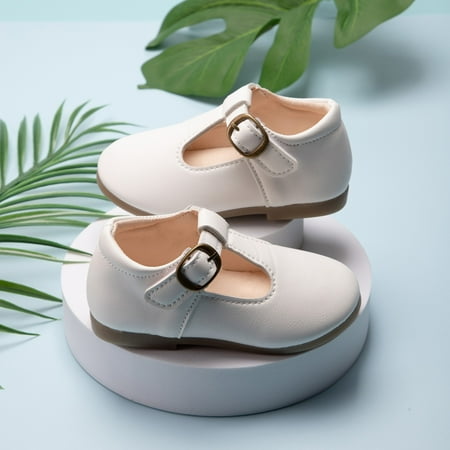 

kpoplk Baby Sandals Girl Shoes Small Leather Shoes Single Shoes Children Dance Shoes Girls Toddler Sandals Girl Closed Toe(White)