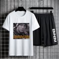 thumbnail image 1 of Eminem-Camiseta ajustada con estampado sombreado para hombre, pantalones cortos, traje deportivo de manga corta, camisetas informales de gran tamaño, pantalones cortos de Hip Hop, conjuntos de dos pie, 1 of 4
