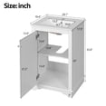 thumbnail image 6 of GZXS 20" White Bathroom Vanity with Ceramic Sink, Modern Bathroom Cabinet with Adjustable Shelf, Freestanding Storage Cabinet with Basin Combo Set, 6 of 10