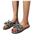 thumbnail image 3 of JeashCHAT Women's Flat Sandals Bow Knot Slide Sandals Open Toe Slip On Summer Beach Slippers (Black), 3 of 9