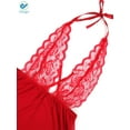 thumbnail image 6 of Deago Women's Sexy Lace Sleepwear Lingerie Halter Babydoll V-neck Miniskirt Plus Size (Red, S), 6 of 7