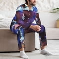 thumbnail image 7 of Susaid Colorful Frog Among Flowers Print Men's Long Sleeve Pajama Set, Two-Piece Button-Down Loungewear PJs Set, Comfortable Sleepwear for Relaxation-Large, 7 of 7