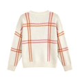 thumbnail image 6 of Sorvello Women's Plaid Knit Sweater, Oversized Crewneck Pullover Long Sleeve, Ribbed Cuffs & Hem Casual Fall Style Black S, 6 of 8