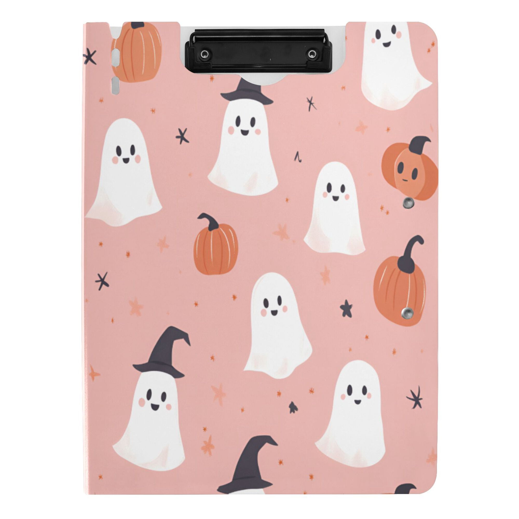 FORMRS A4 Clipboard Folder with Pen Holder Horizontal Foldable School Office Binder, Pink Cartoon Halloween
