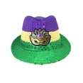 thumbnail image 1 of Maquillaje de carnaval para hombres y mujeres adultos, sombrero dorado, morado y verde brillante, disfraz de festival, juego de rol, ropa de cosplay para hombres, 1 of 2