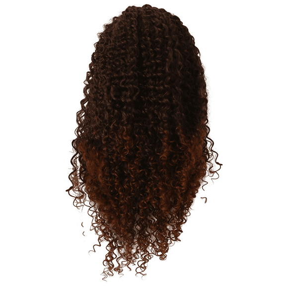 European and American Women 16Inch Curly Hair Chemical Fiber Small Area Hand-Woven Wig Brown Women'S Lace Front Wigs