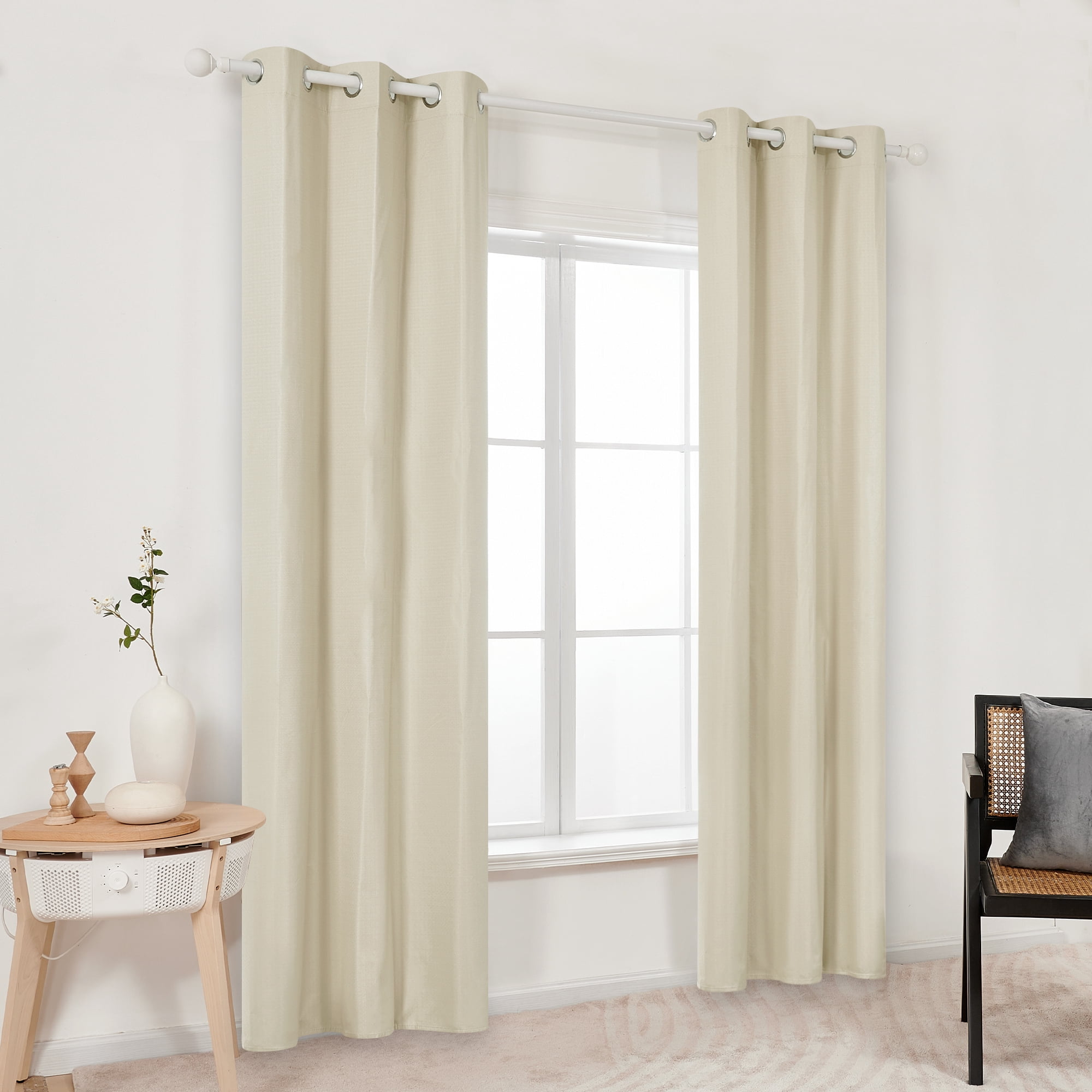 ZOPZO 100% Blackout Curtains Thermal Insulated, Beige, 42W x 63L Inch, Grommet Drapes Noise Reducing for Bedroom Living Room, 2 Panels