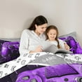 thumbnail image 4 of Feelyou Modern Game Gamer Bedding Comforter Set 7pcs, Cartoon Gamepad Purple Queen Bedding Sets, Teens Kids Boys Girls Reversible Queen Sheet Sets, Ultra Soft Bedroom Decor, 4 of 7