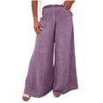 thumbnail image 2 of Sevevn Fashion Women Summer Zipper Pocket Pants Casual Button Solid Full Length Pant Purple S Deal of the Week, 2 of 6