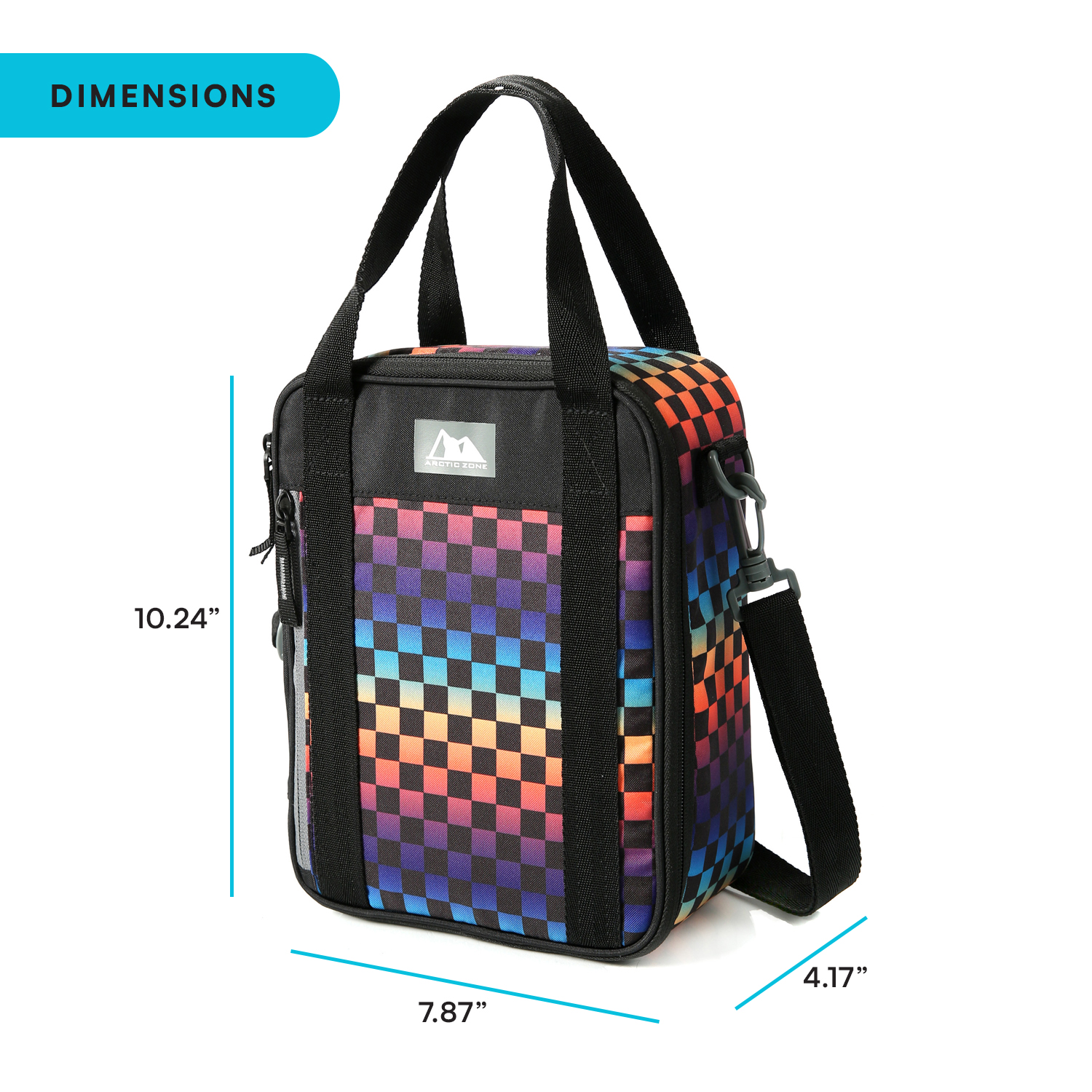 Arctic Zone Urban Lunch Box Combo with Ice Pack and Sandwich Container - Rainbow Checkered