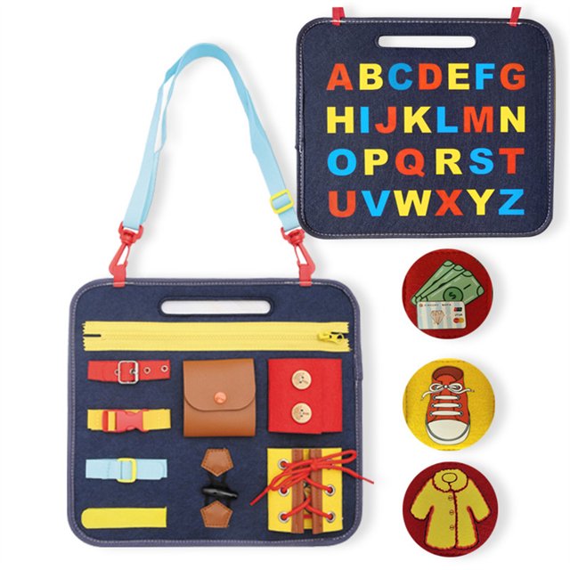 Fell Sensory Board Juguete Portátil Portátil Educativo Educativo Vestir Habilidad Aprendizaje Juguetes Presenta Practicar POR 1-3 AÑOS AZUL MARKE Eigraketly FN001300-02