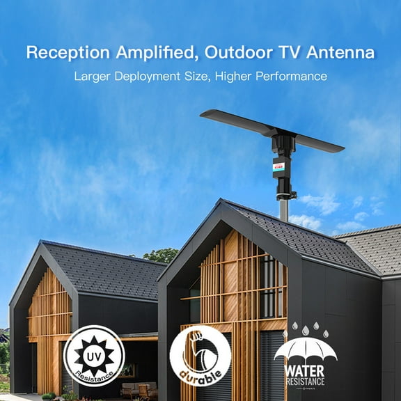 990 Miles Outdoor Amplified TV Antenna 1080P 4K HDTV 30dB UHF/VHF 360° Rotation