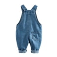 thumbnail image 4 of KAUOD Boy Girl Denim Overalls Baby Solid Color Suspender Pants Toddlers Adjustable Strap Casual Jean Jumpsuit with Pockets, 4 of 9