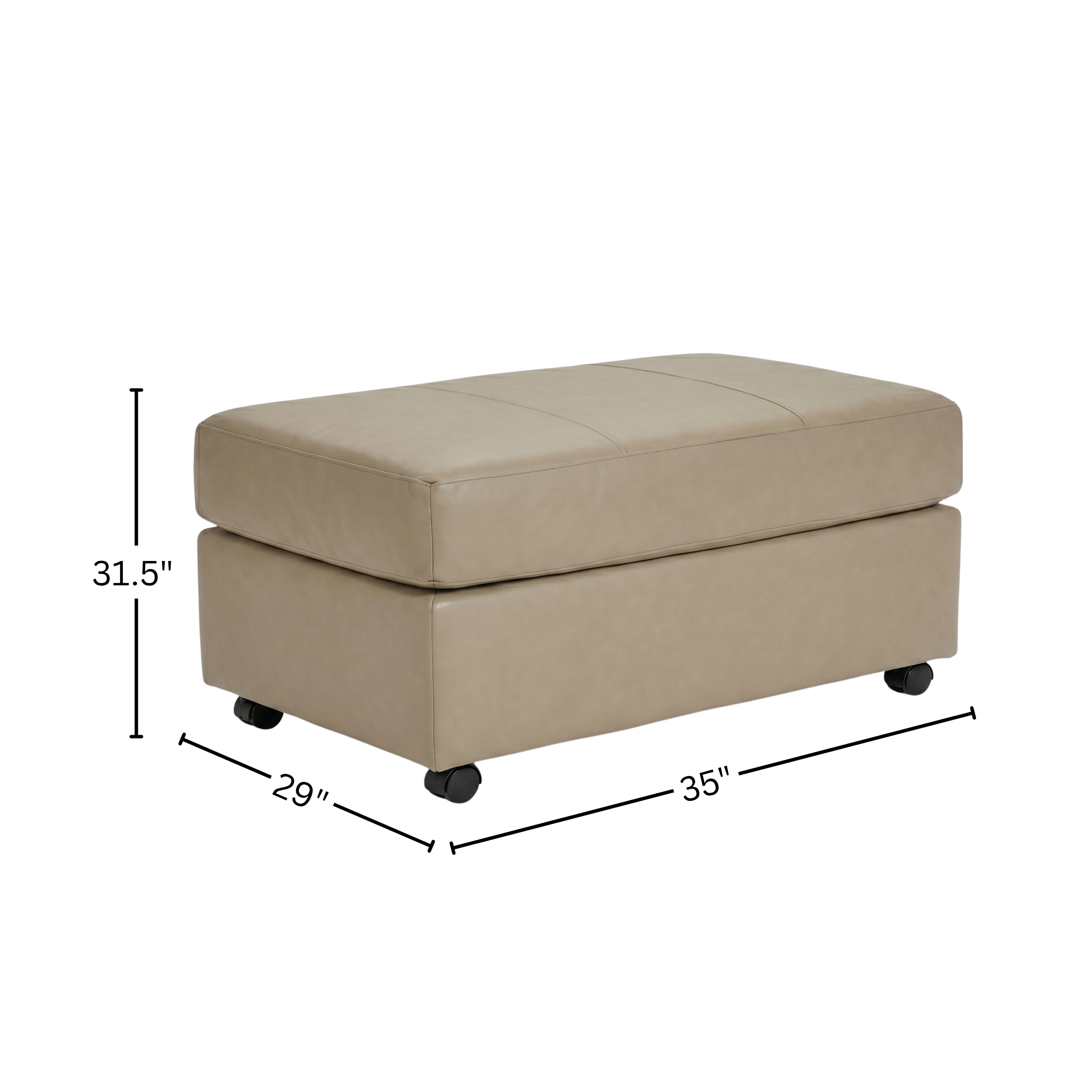 Roundhill Furniture Sakan Leather Upholstered Ottoman, Beige