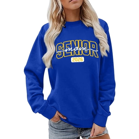 FYEGRE Women s Printed Hoodless Sweatshirt Loose Fit Casual Pullover Soft Comfortable Fashionable Streetwear Top for Everyday Wear Blue S