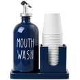 thumbnail image 1 of Dispensador de enjuague bucal Bivclaz Glass de 500 ml con portavasos, color azul marino, 1 of 7