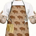 thumbnail image 2 of Brown Buffalo Pattern Apron-Garden Aprons for Women with Pockets-Cotton Linen Waterproof Kitchen Cooking Gardening Aprons Adjustable for Kitchen,Cooking,BBQ and Salon 33x27 Inch, 2 of 7