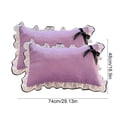 thumbnail image 3 of 2pc Pillow Shams with Ruffles Shabby Chic Pillowcases,Lace Ruffles Bedding Pillow Covers Cotton Pillow Cases,Made From Skines-friendly Brushed Fabric Decorated with Lace Bows for Bedroom Bedding, 3 of 9