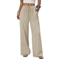 thumbnail image 2 of Wide Leg Pants for Women Drawstring Elastic Waist Trousers with Pockets Summer Vacation Clothes M, 2 of 9