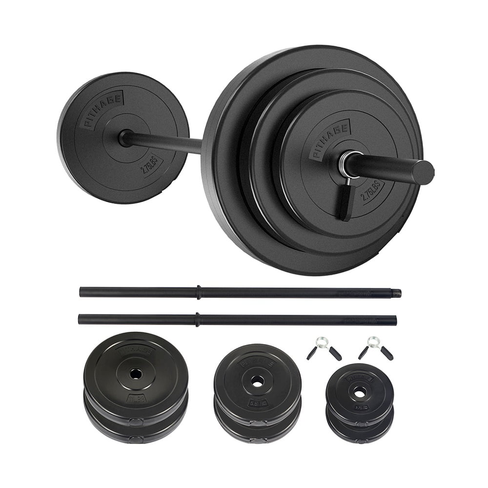 45 lbs Barbell Weight Set Adjustable Weights Lifting for Home Gym Fitness, Rubber Bar