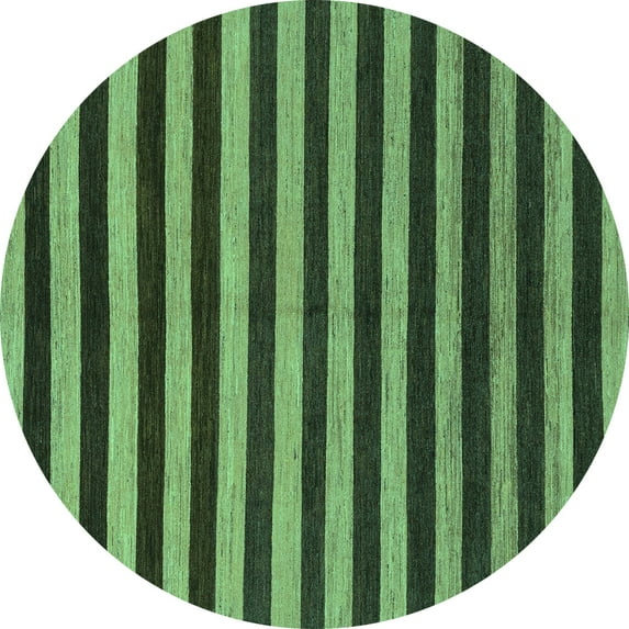 Ahgly Company Machine Washable Indoor Round Abstract Turquoise Blue Modern Area Rugs, 5' Round