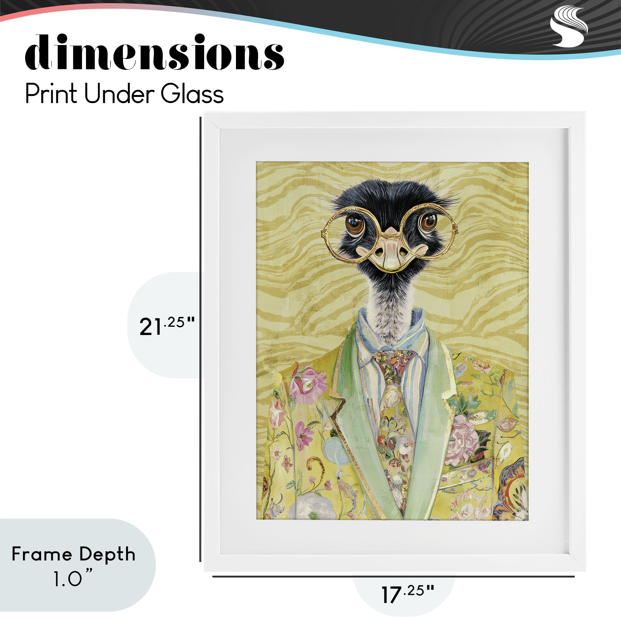 Stupell Industries Dandy Ostrich Portrait White Framed Print Under Glass, design by Svetlana Aleynikova