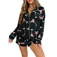 thumbnail image 2 of Women 2 Piece Pajama Set Dessert Print Long Sleeves Shirt and Elastic Shorts for Loungewear Soft Sleepwear, 2 of 10