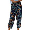 thumbnail image 2 of Pantalones anchos para mujer de cintura alta, pantalones holgados de lino de algodón elástico para mujer, pantalones anchos con bolsillo, 2 of 5