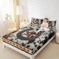 thumbnail image 4 of Manfei Cattle Hide Pattern Queen Sheet Sets,Country Farmhouse Flat Sheet,Rustic Horseshoe Texas Stars Queen Fitted Sheet For Men Women,Ultra Soft Home Decor,4pcs, 4 of 7