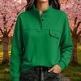 thumbnail image 3 of DailyTrove Women Solid Color Loose Pullover Sweatshirt, Mock Neck Long Sleeve Button Detail Pocket Casual Tops, 3 of 6