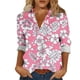 thumbnail image 1 of Camisas de Cuello de la Tripulación de Manga Corta para las Mujeres Estilo Hawaiano No Estructurado Impreso Cuello Acampanado Blusa de Manga Larga Camisas de Cuello de la Tripulación de Manga Larga p, 1 of 6
