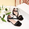thumbnail image 4 of HXWCHs Girls Open Toe Ankle Strap Low Block Chunky Heels Sandals Black 6-7 Years, 4 of 6