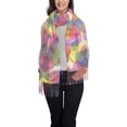 thumbnail image 2 of Women's Fashion Tassel Scarf, Pink Geometric Watercolor Textures Long Shawl, Lightweight and Warm, 2 of 9