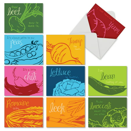 M6589OCB VEGGIE VERSES' 10 Assorted All Occasions Greeting Cards Featuring Clever Vegetable Themed Sayings and Bold Graphic Images on Bright Backgrounds, with Envelopes by The Best Card (The Best Graphic Card 2019)