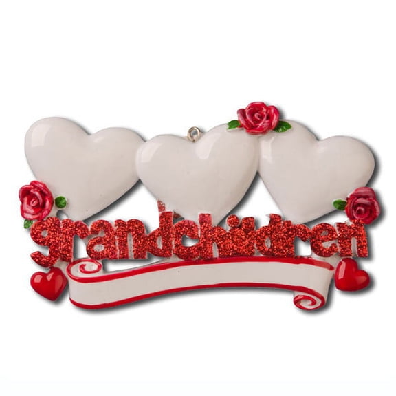 Grandchildren with 3 Hearts Personalized Christmas Ornament DO-IT-YOURSELF