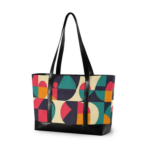 FORMRS Laptop Tote Bag for Women with 15.6" Computer Compartments Handbag, Retro Geometric
