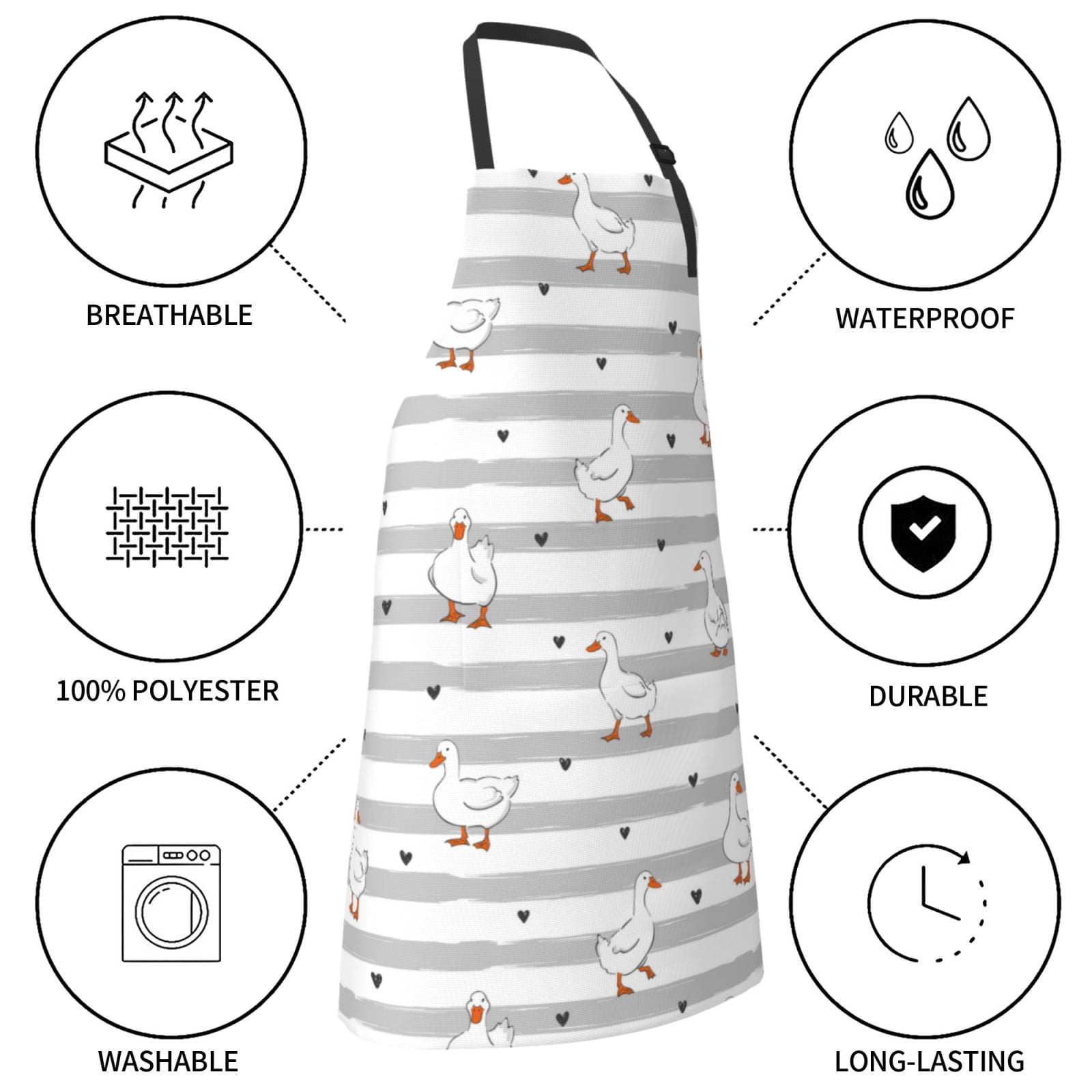 Kdxio Cute Goose Apron with Pockets Adjustable Kitchen Aprons for Men Women Waterproof Aprons for Cooking,Drawing,Crafting, Baking Household Cleaning