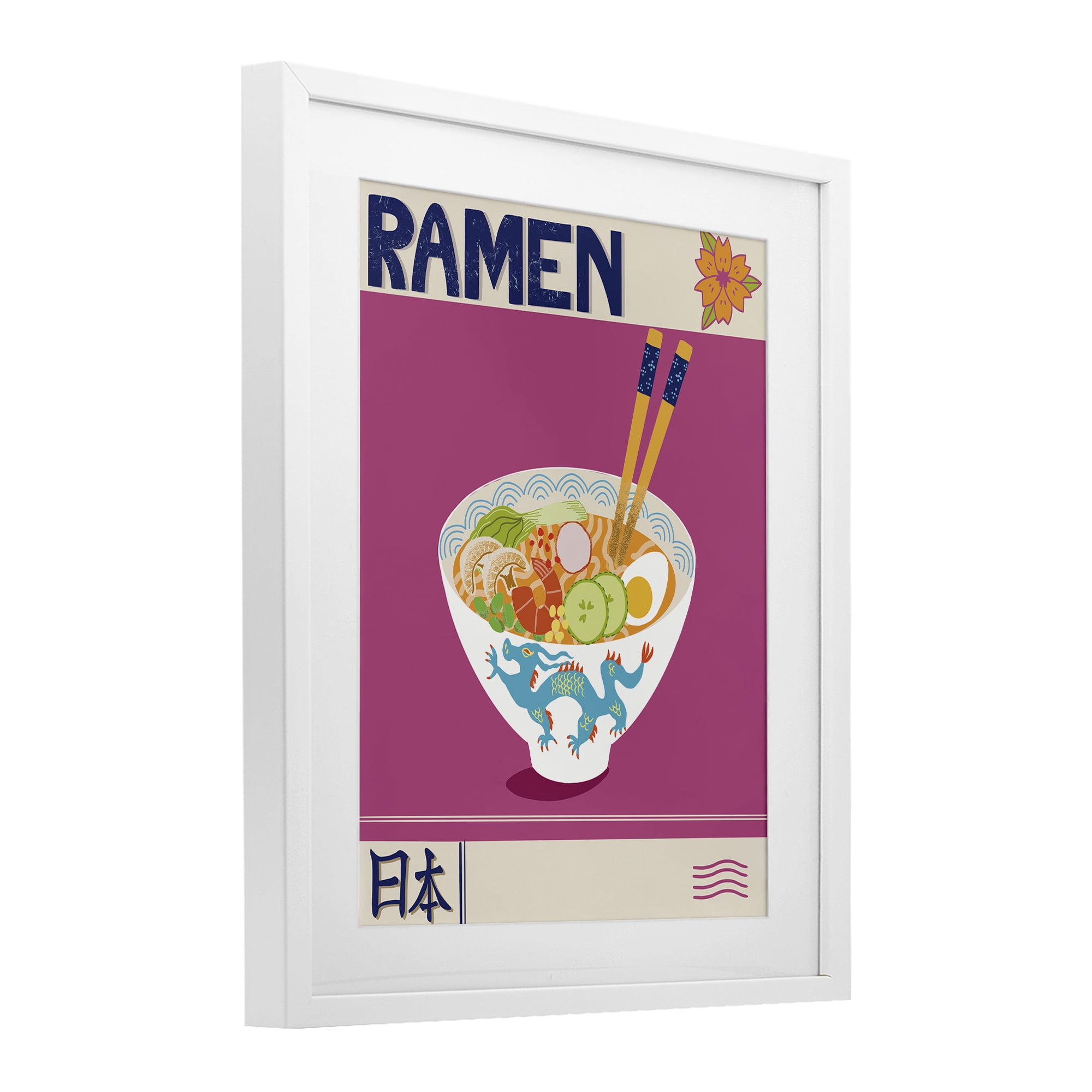 Stupell Industries Enchanted Japanese Ramen White Framed Print Under Glass, design by Jo Reid