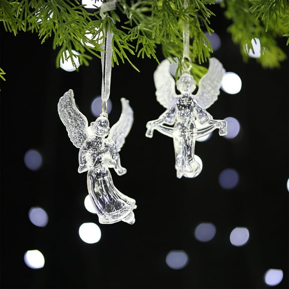 Christmas Tree Hanging Decorations Acrylic Angel Ornaments Xmas Tree Decor for Wall Porch Balcony Farmhouse Christmas Decorations Xmas Tree Ornaments for Christmas Party Supplies