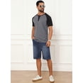 thumbnail image 2 of DARING DIVA Men's Henley Button Down Color Block Short Sleeve T-Shirt S Dark Gray, 2 of 7